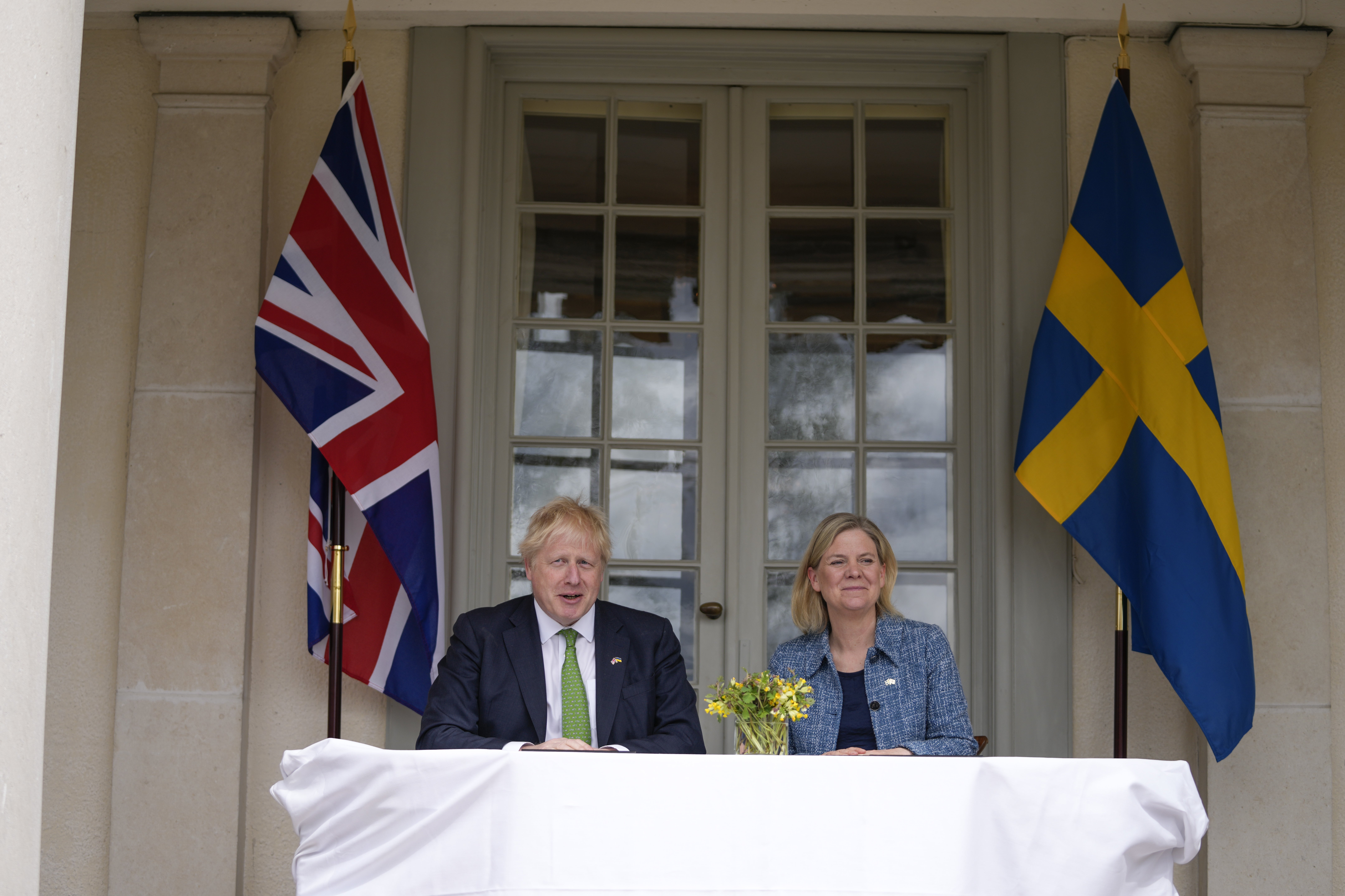 Boris Johnson was asked during a visit to Stockholm for talks with Swedish PM Magdalena Andersson whether now is the right time to pick a fight with the EU (Frank Augstein/PA)