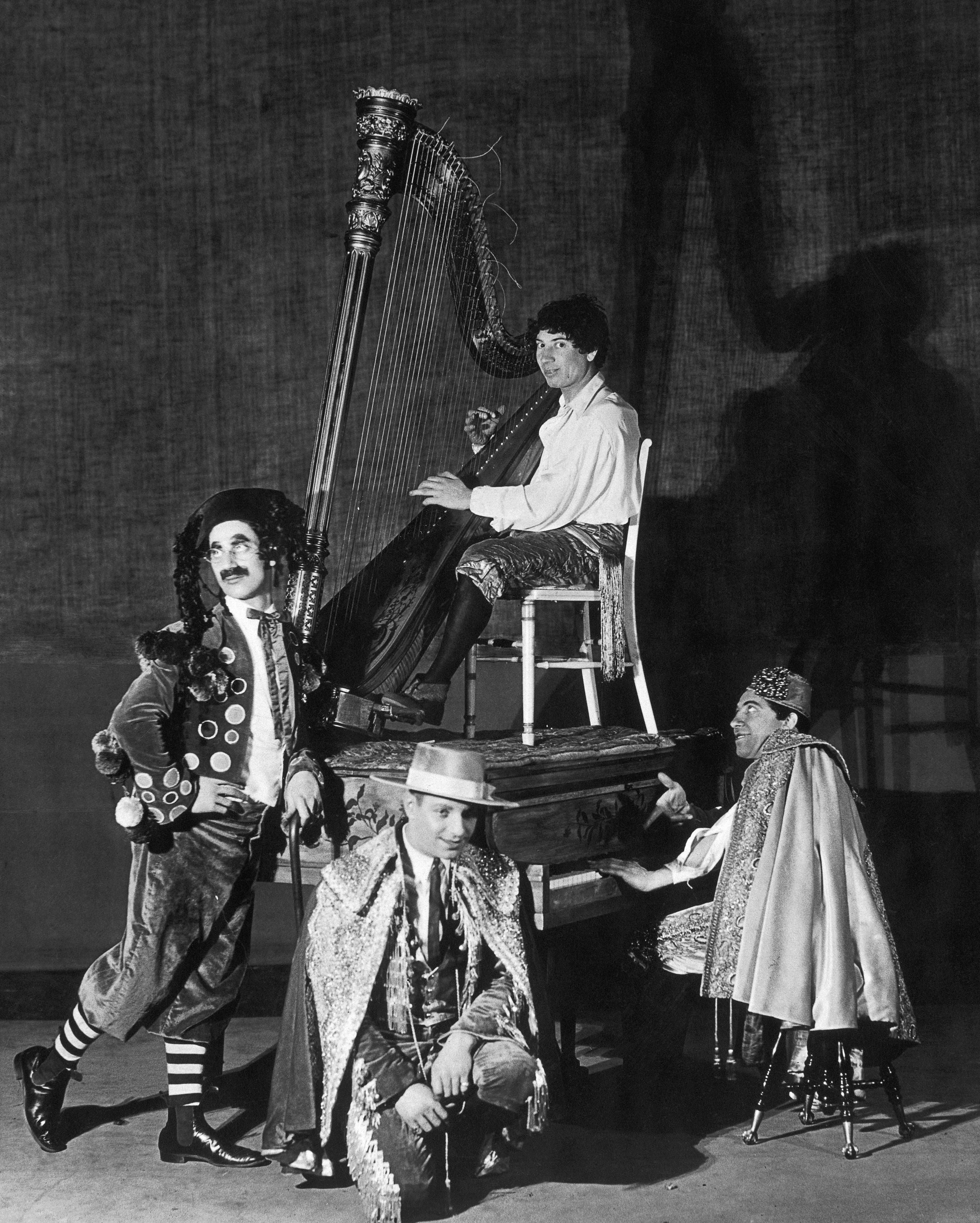 From left: Groucho, Zeppo, Chico and, with his harp, Harpo Marx