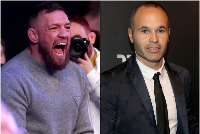 Conor McGregor and Andres Iniesta (Brian Lawless/Adam Davy/PA)