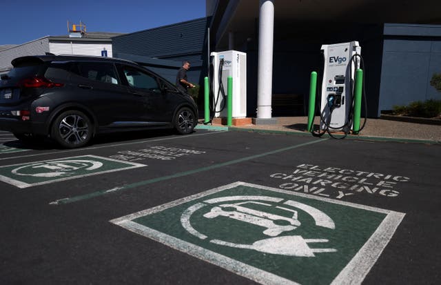 <p>A charging station in Corte Madera, California in 2020</p>