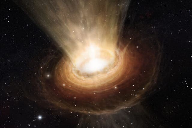 <p>An artist’s conception of a supermassive black hole </p>