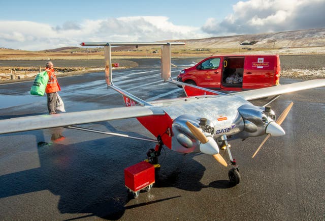 Royal Mail drone trial of a large, twin-engine UAV operated by Windracers (Royal Mail/PA)