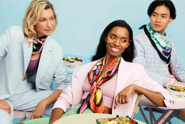 <p>The new silk scarves created for Pret A Manger</p>