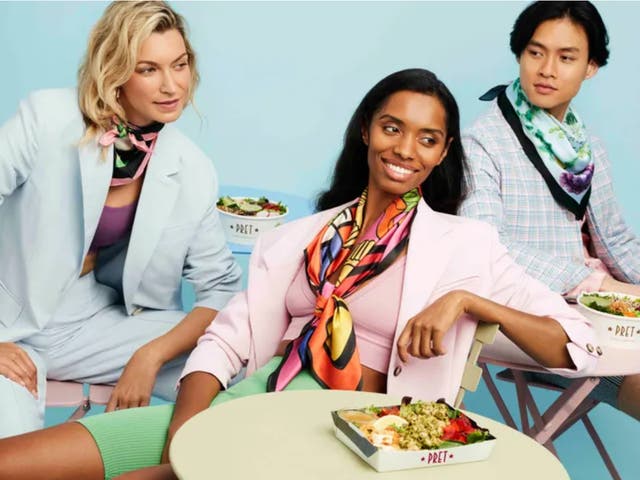 <p>The new silk scarves created for Pret A Manger</p>