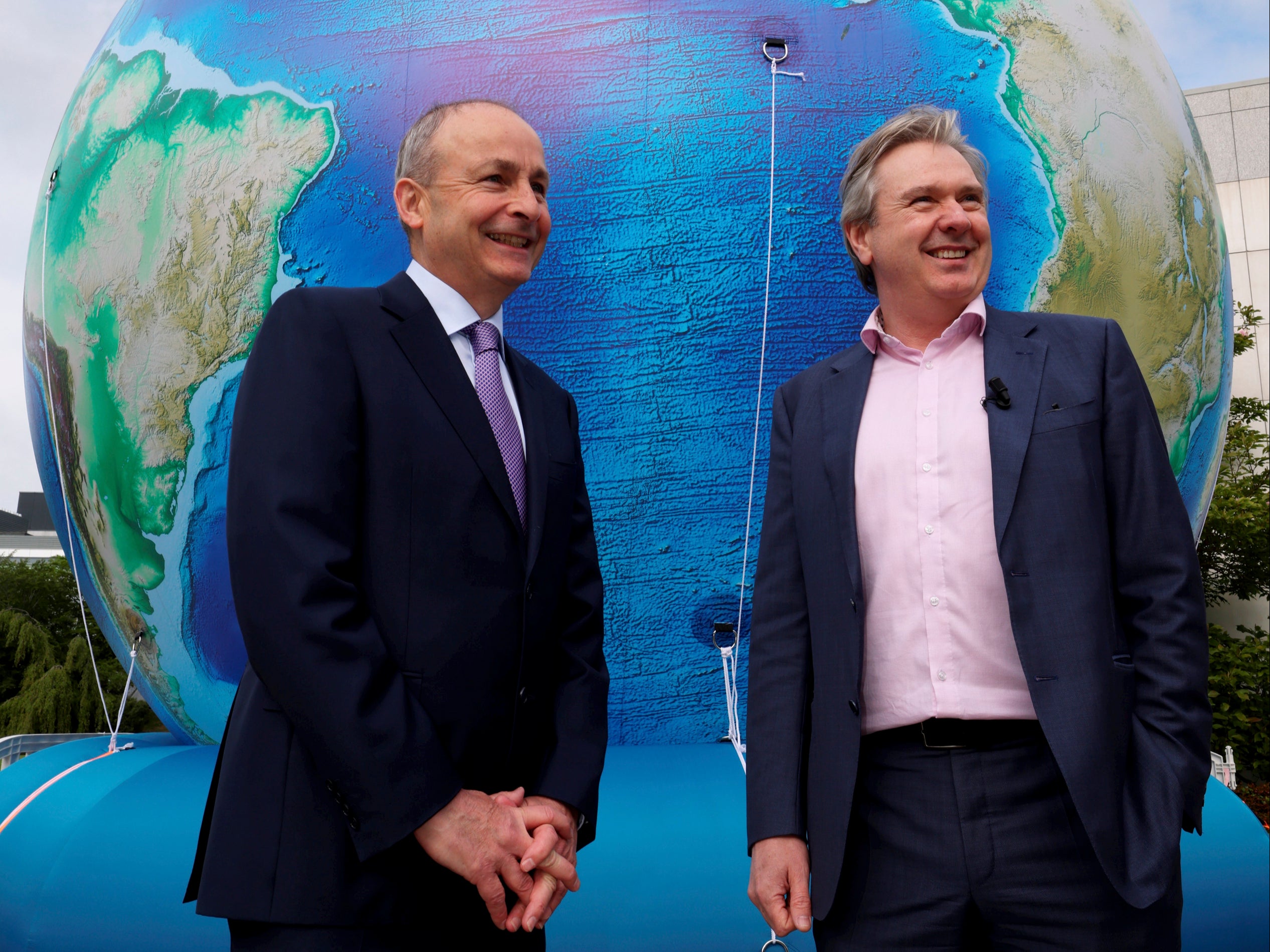 Taoiseach Micheál Martin with Stephen Rae Chair Dublin Climate Summit in Dublin on Thursday.
