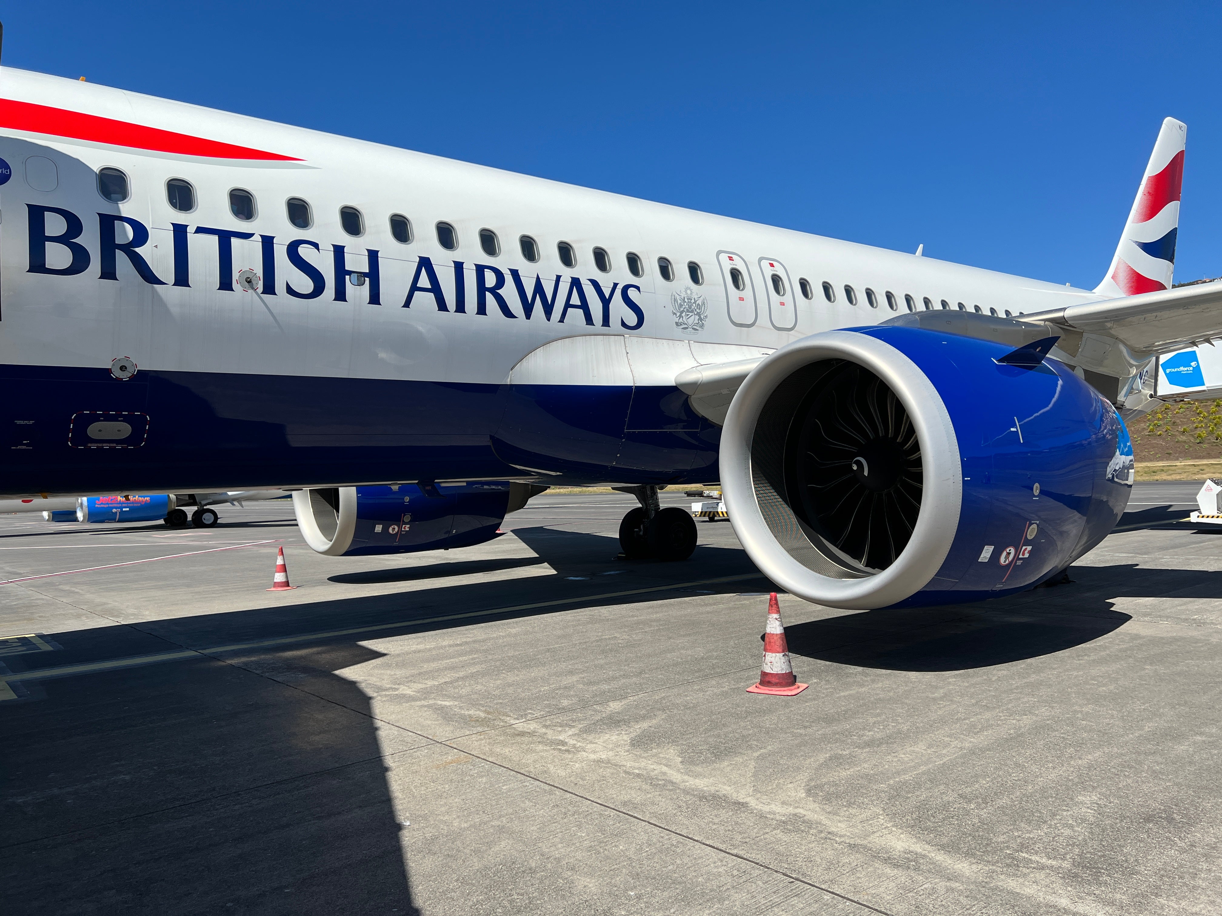 On schedule: a British Airways Airbus A320 at Funchal airport in Madeira, Portugal