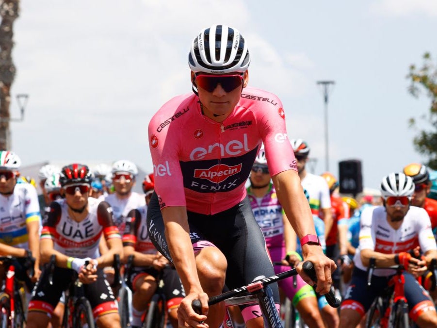Van der Poel won the first Giro d’Italia stage of his career to take the pink jersey
