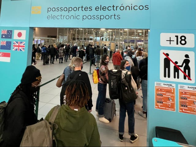 <p>Check point: passport control at Lisbon airport</p>