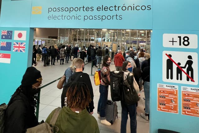 <p>Check point: passport control at Lisbon airport</p>