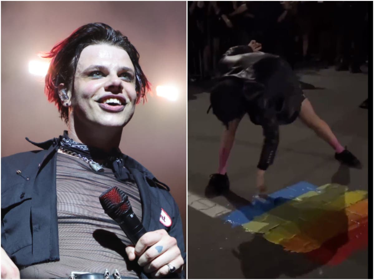 Yungblud paints rainbow flag on Polish street in protest against homophobia