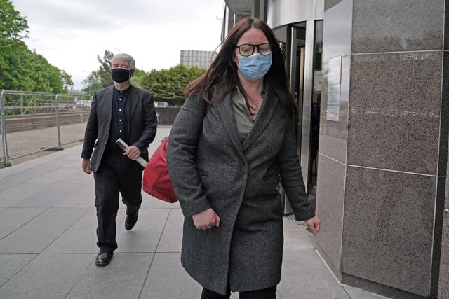 Natalie McGarry leaves Glasgow Sheriff Court where she had been found guilty of embezzling almost £25,000 (Andrew Milligan/PA)