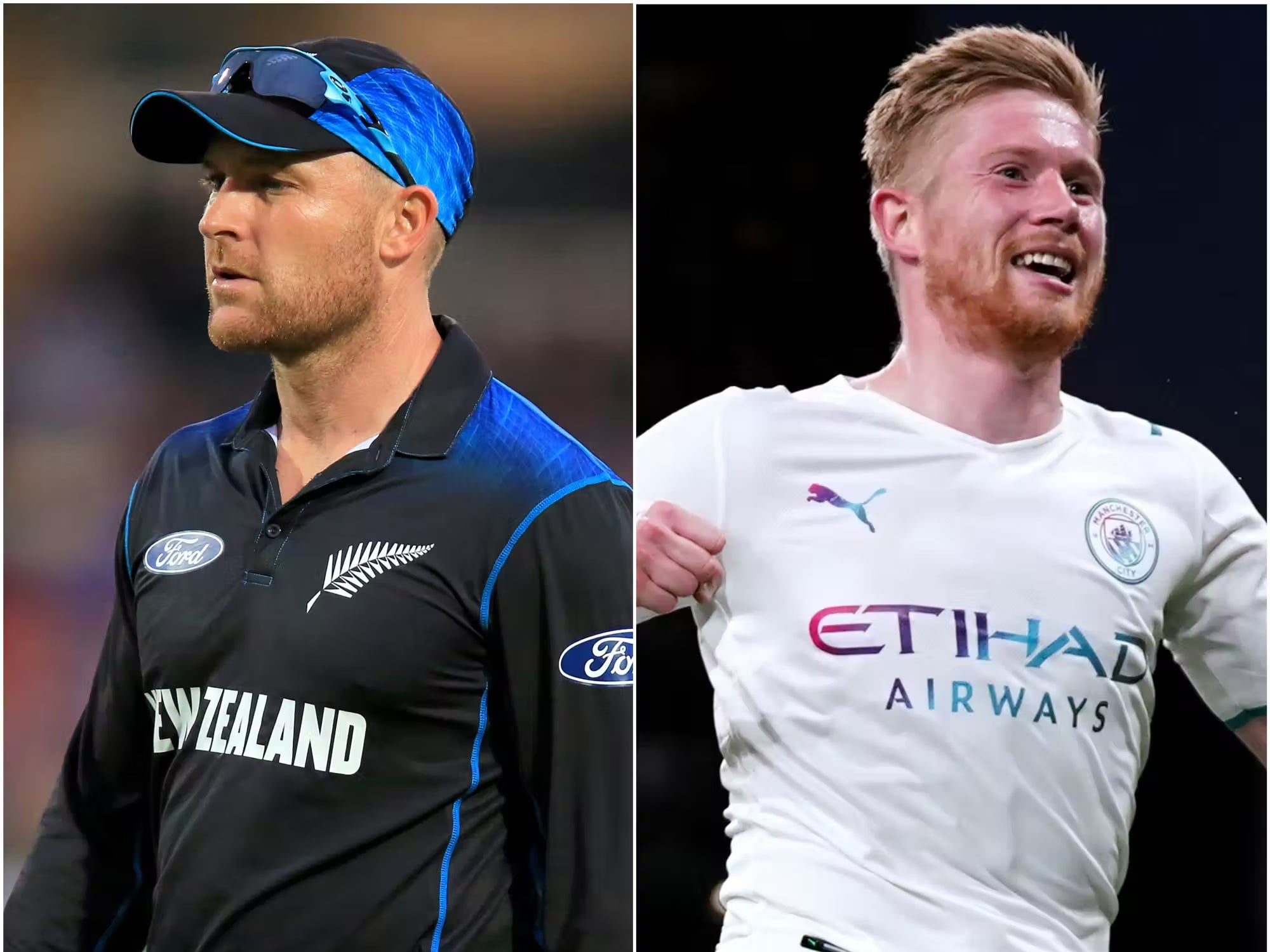 Brendon McCullum and Kevin De Bruyne (PA)