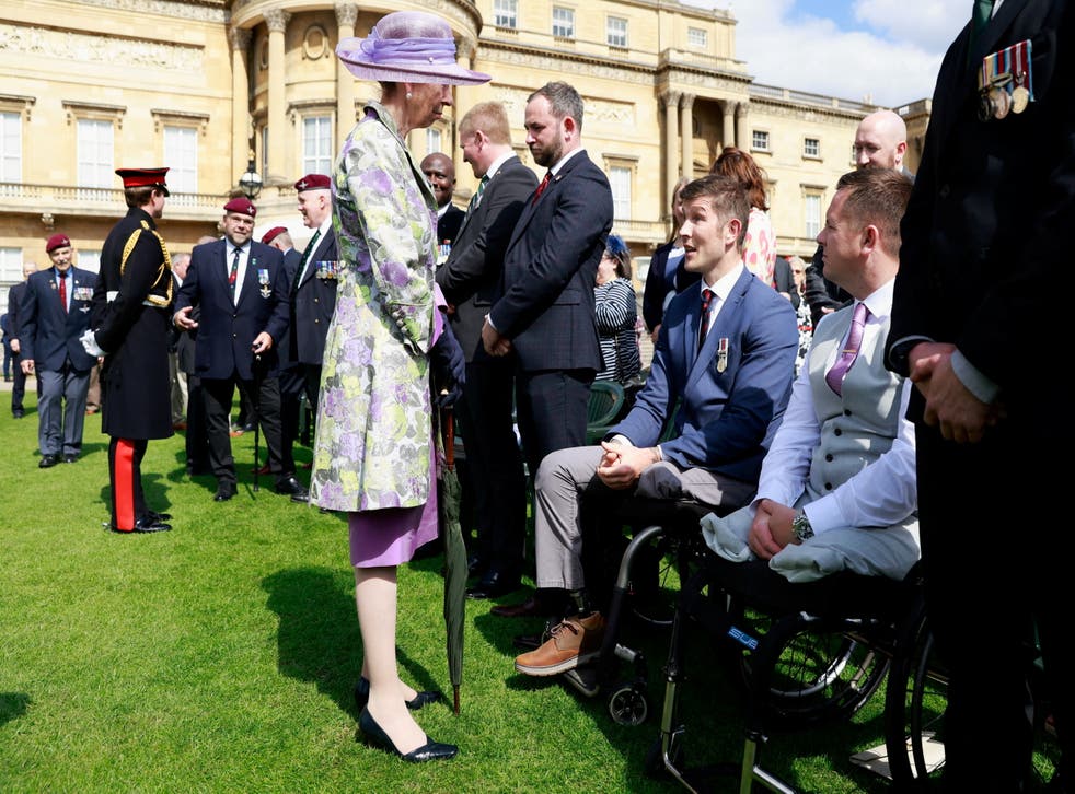 The Princess Royal meets veterans at the Not Forgotten Association garden party at Buckingham Palace (Peter Cziborra/PA)