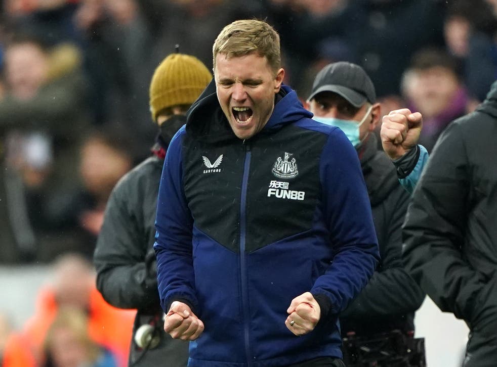 Newcastle head coach Eddie Howe has steered the club to Premier League safety despite winning none of its first 14 games (Owen Humphreys/PA)