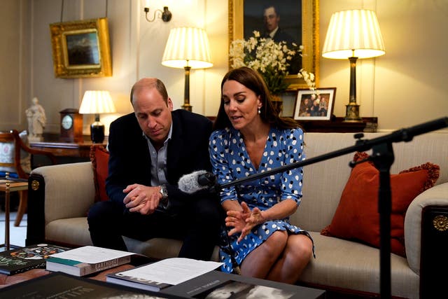 <p>The Duke and Duchess of Cambridge recording their message </p>