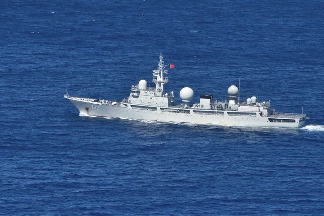 <p>The Department of Defence posted this image of The Chinese spy ship  Haiwangxing</p>