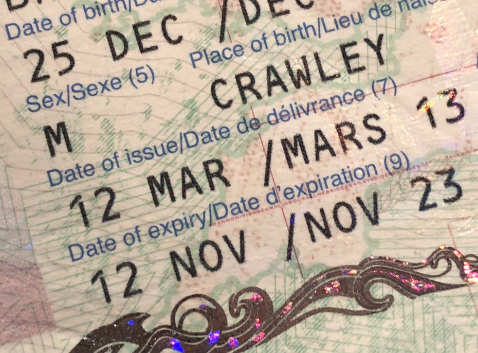<p>Date lines: a British passport issued for 10 years and eight months</p>