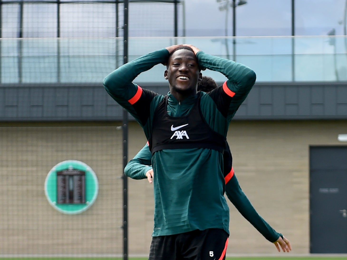 Ibrahima Konate in training ahead of the FA Cup final