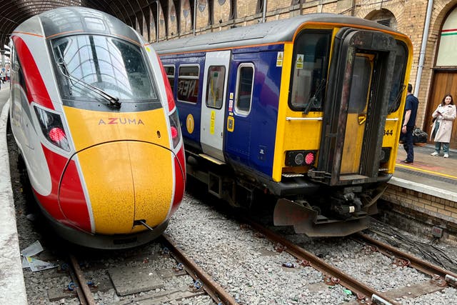 <p>On schedule? An LNER Azuma express and a local Northern service at York station</p>
