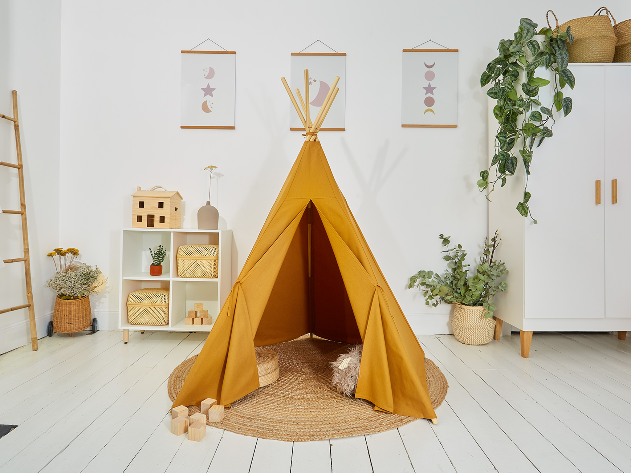 TOP-MAX Kids Play Tent Bed Indoor Tipi Tent Children Play House Teepee  Teepee for Kids Toddlers Portable Outdoor Camp Indoor Play Area with Carry Bag 