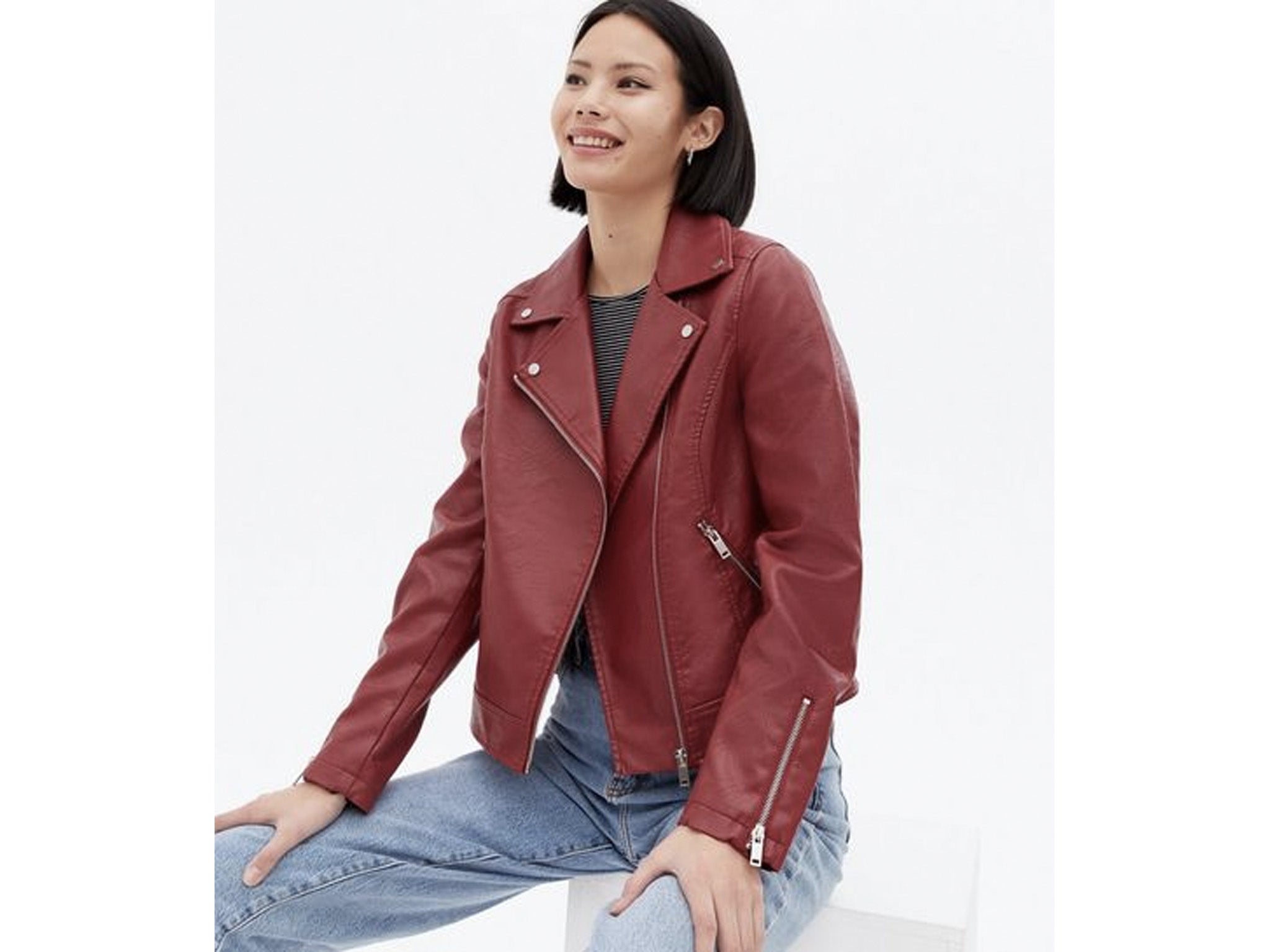NACY Womens Slim Fit Soft Faux Leather Jacket Coat Outwear with Pocket Waterproof