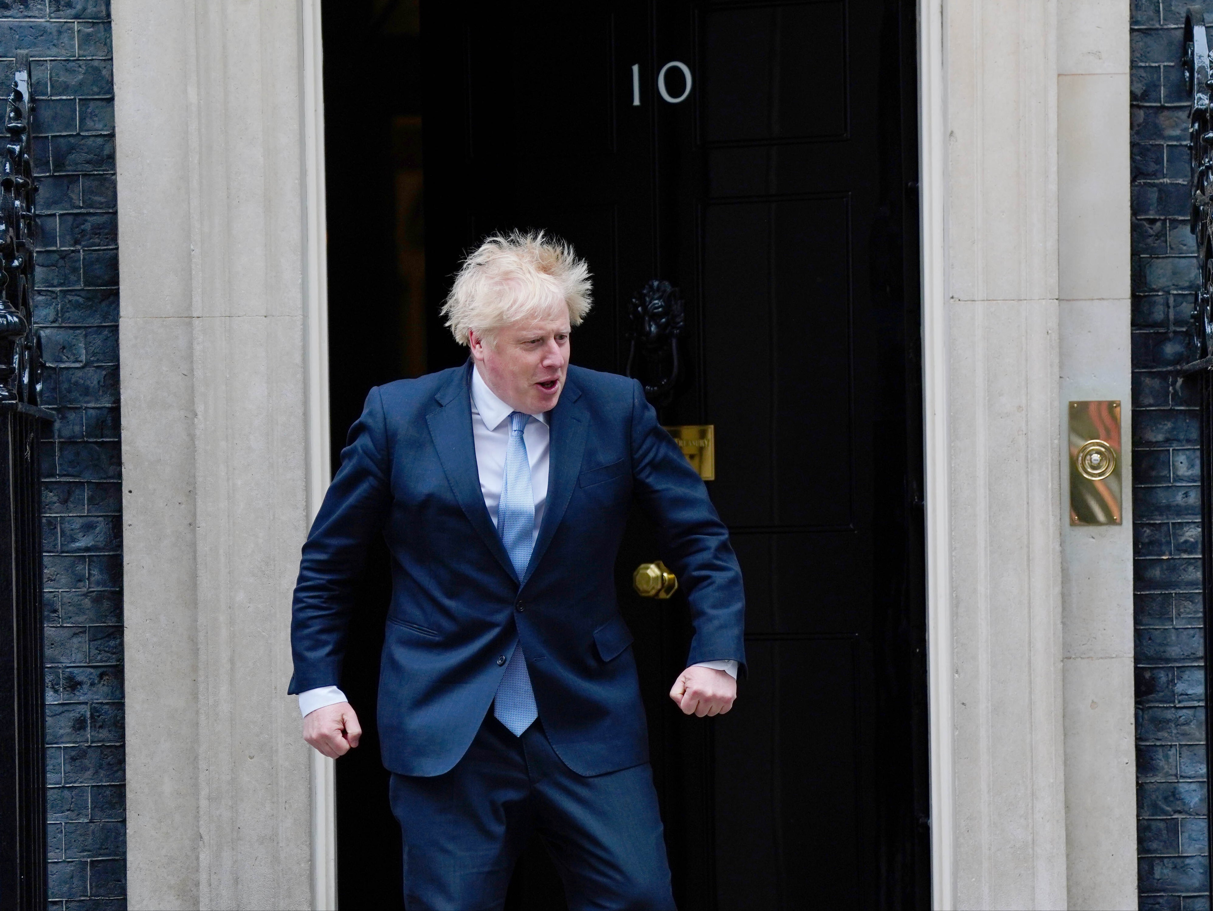 Boris Johnson appears pumped for his meeting with Norway’s PM