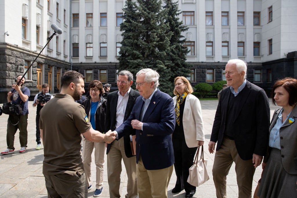 Mitch McConnell and Senate GOP delegation meet Zelensky in unannounced trip to Kyiv