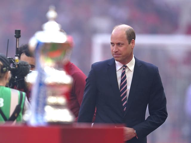 The Duke of Cambridge prior to the FA Cup final at Wembley Stadium (Nick Potts/PA)