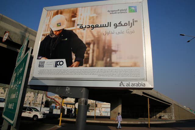 <p>Saudi Aramco billboard </p>
