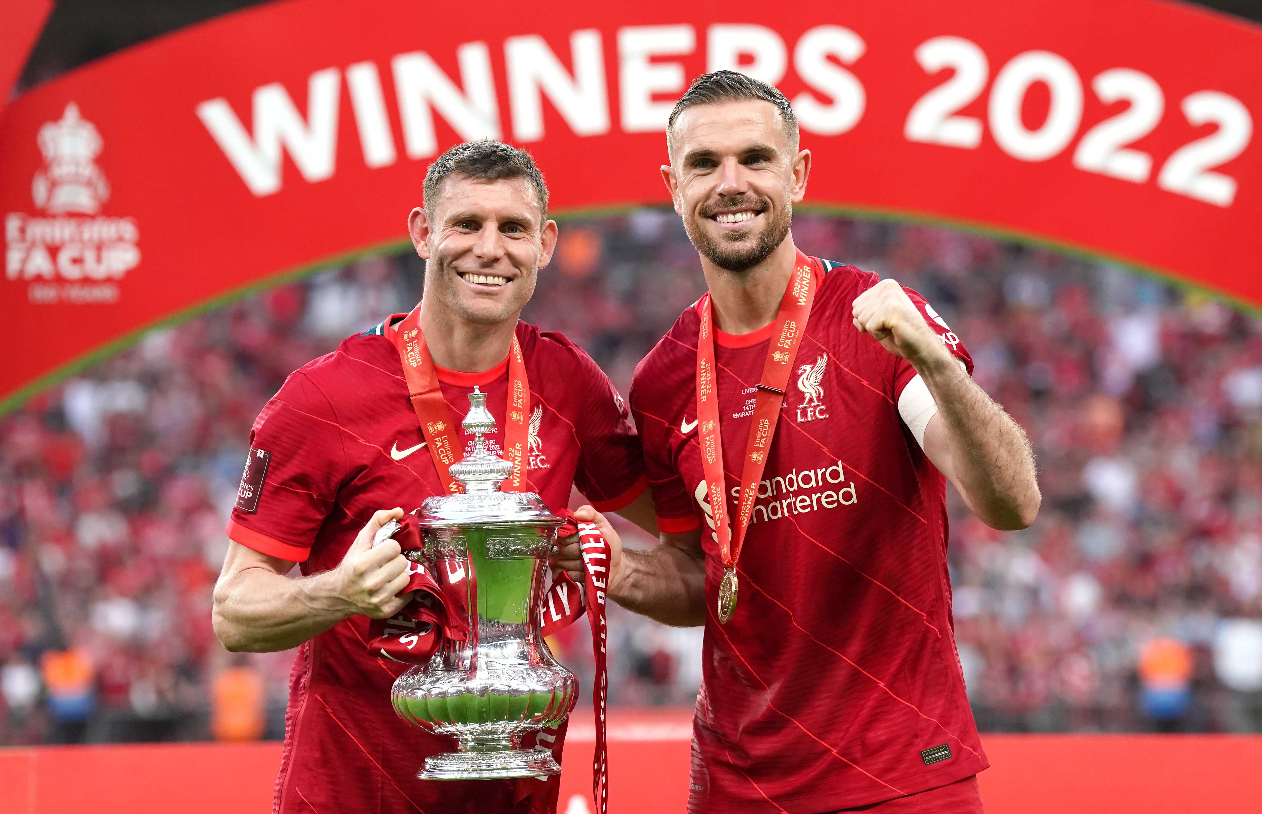 James Milner, left, helped Liverpool win the FA Cup (Nick Potts/PA)