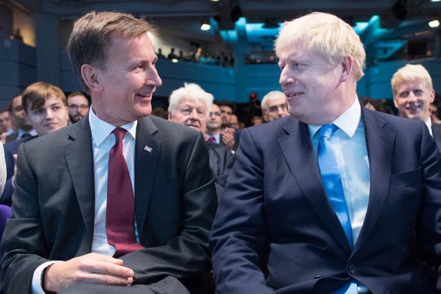 Jeremy Hunt and Boris Johnson during the 2019 Conservative Party leadership race (Stefan Rousseau/PA)