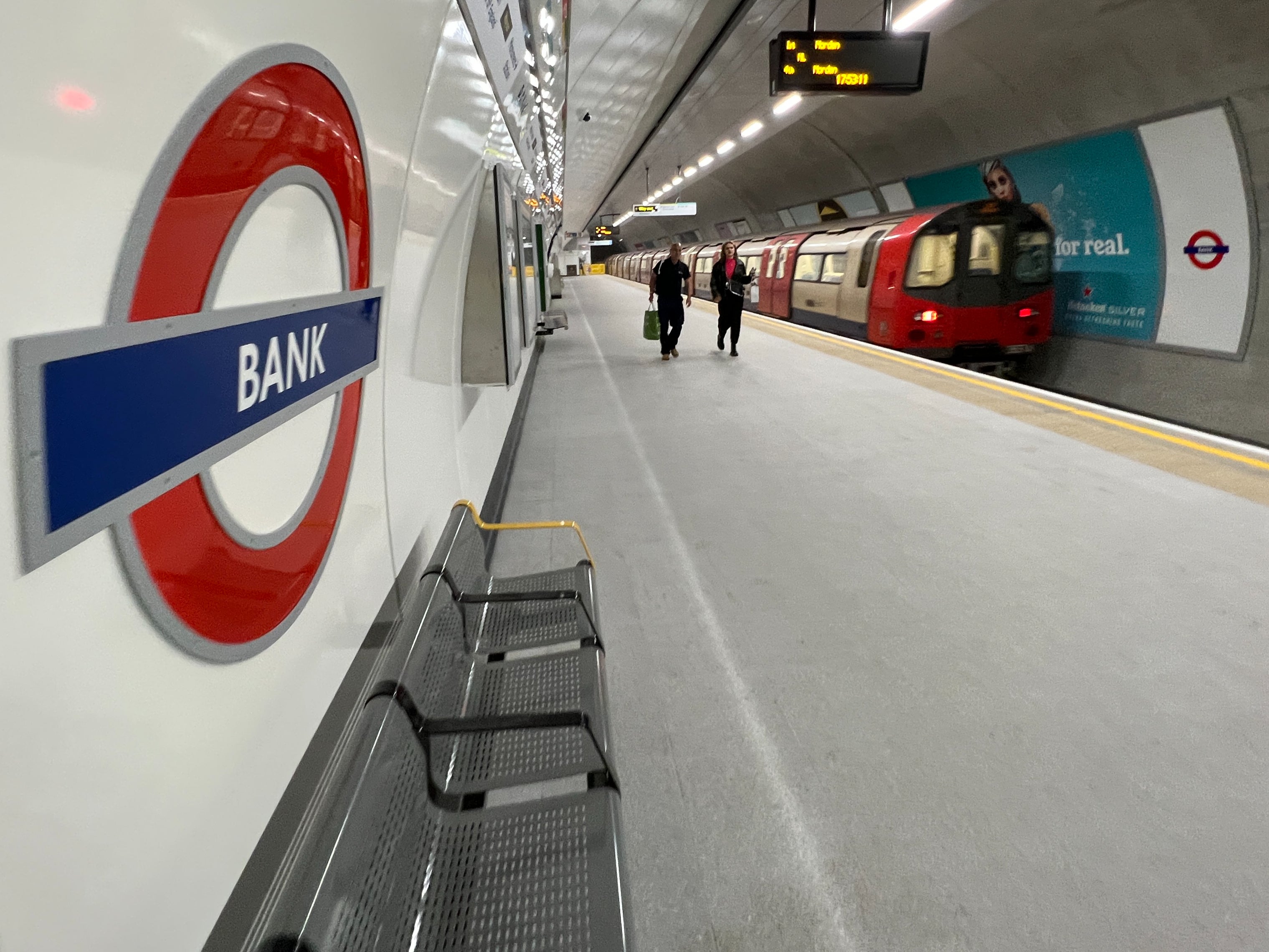 Space age: the southbound platform at Bank station in London