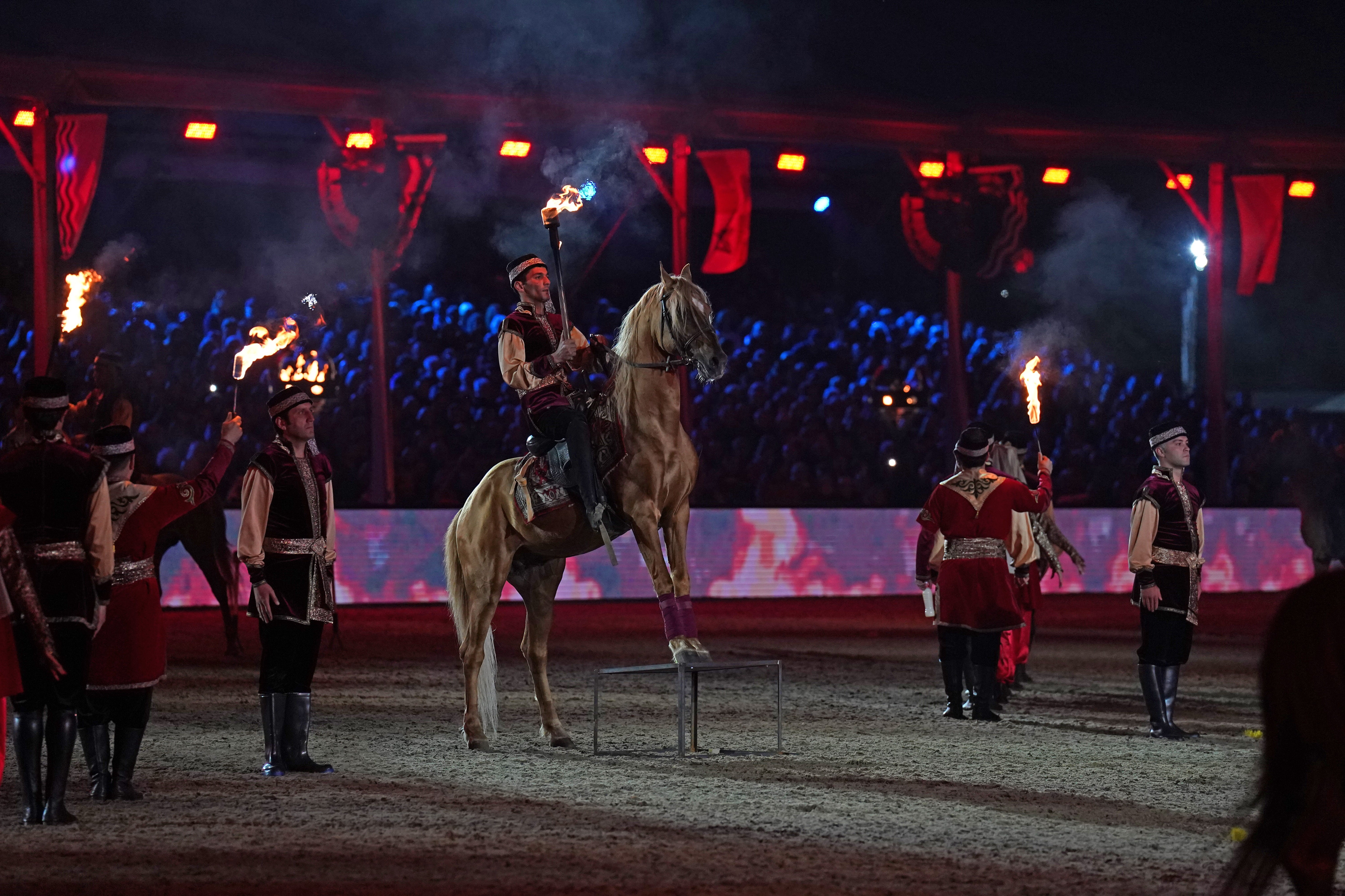 Performers from Azerbaijan perform during the A Gallop Through History Platinum Jubilee celebration (Steve Parsons/PA)