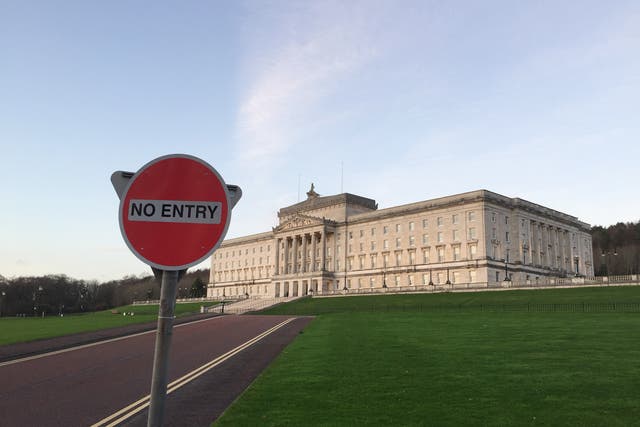 A No Entry sign outside Parliament Buildings at Stormont in Belfast (David Young/PA)