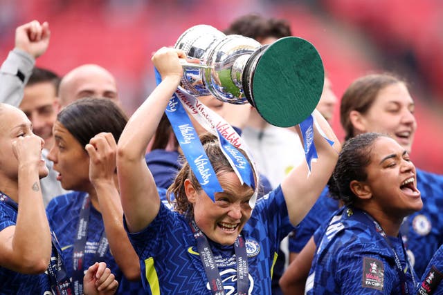 <p>Erin Cuthbert received the player of the match award for her display at Wembley </p>