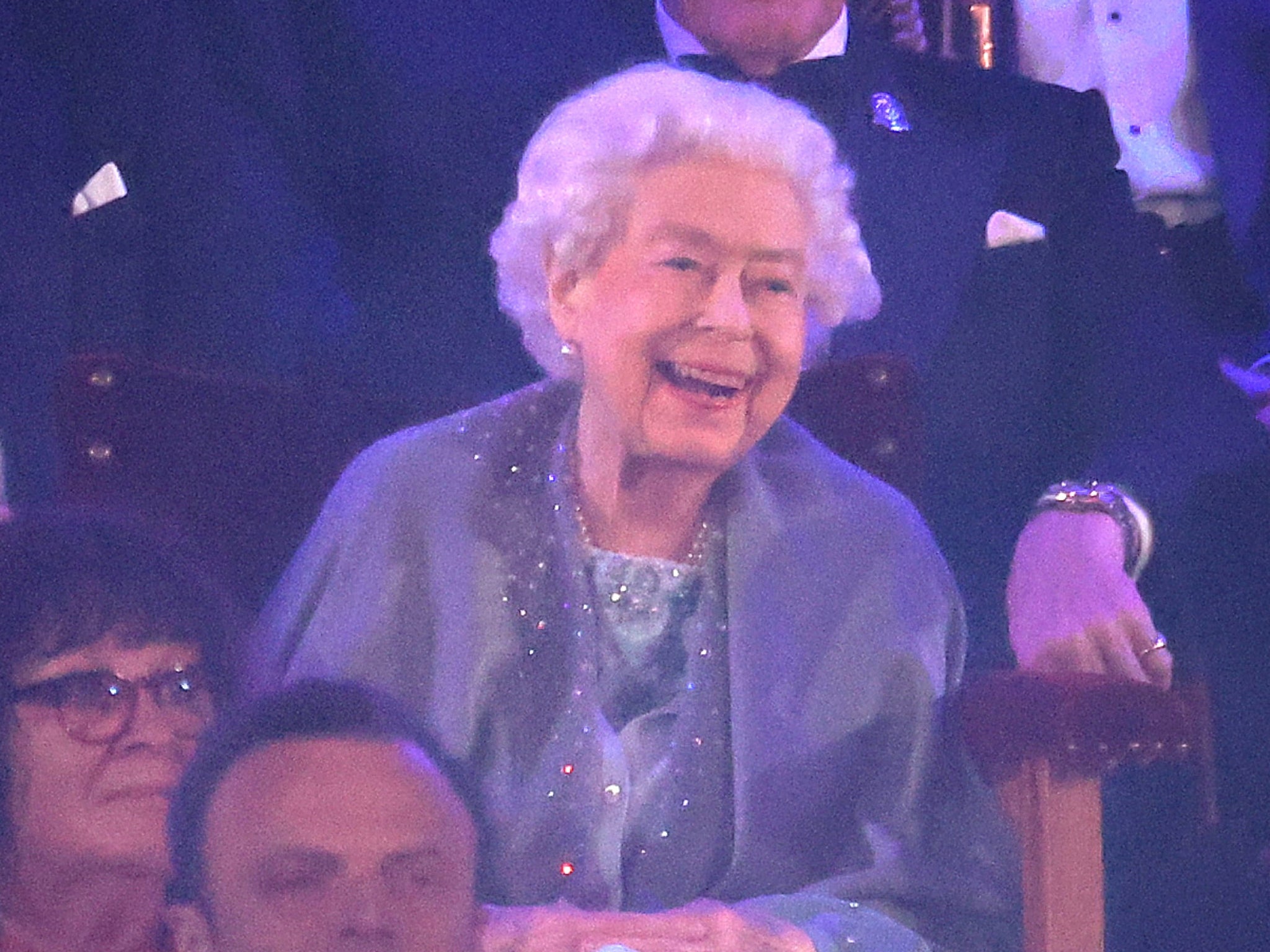 Queen Elizabeth II looks on from the Royal Box during her Official Platinum Jubilee Celebration "A Gallop Through History"