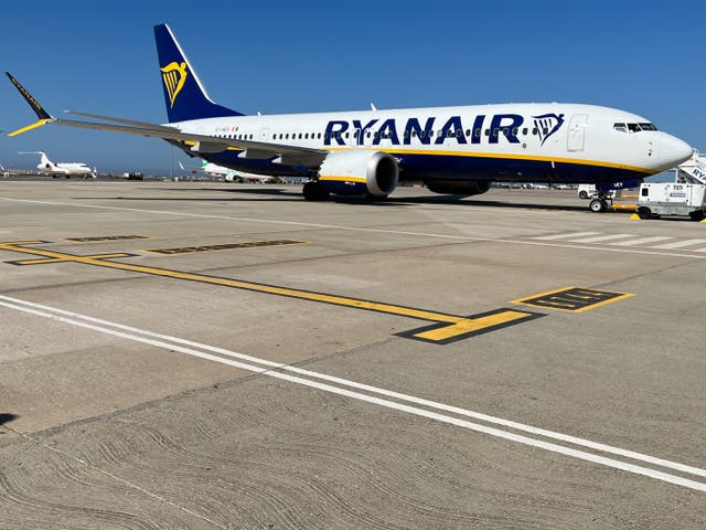 <p>Max pax: Ryanair’s specially designed Boeing 737 Max in Faro, Portugal </p>