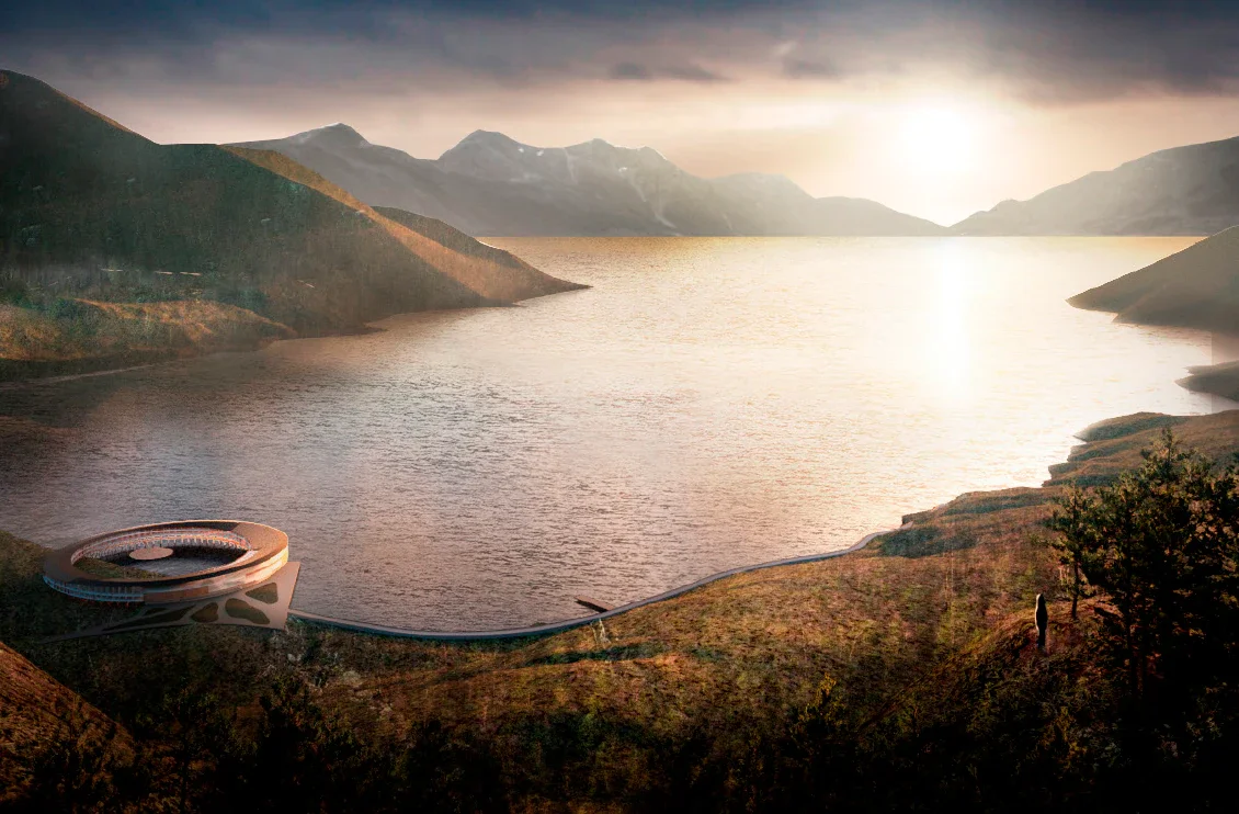 A rendering of Six Senses Svart, an energy-positive hotel slated for 2024