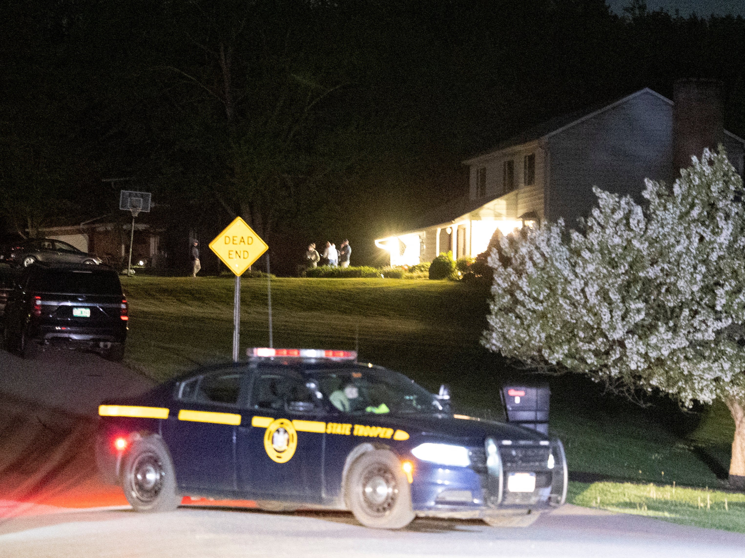 Police outside the home of Payton Gendron in Conklin, New York, on Saturday