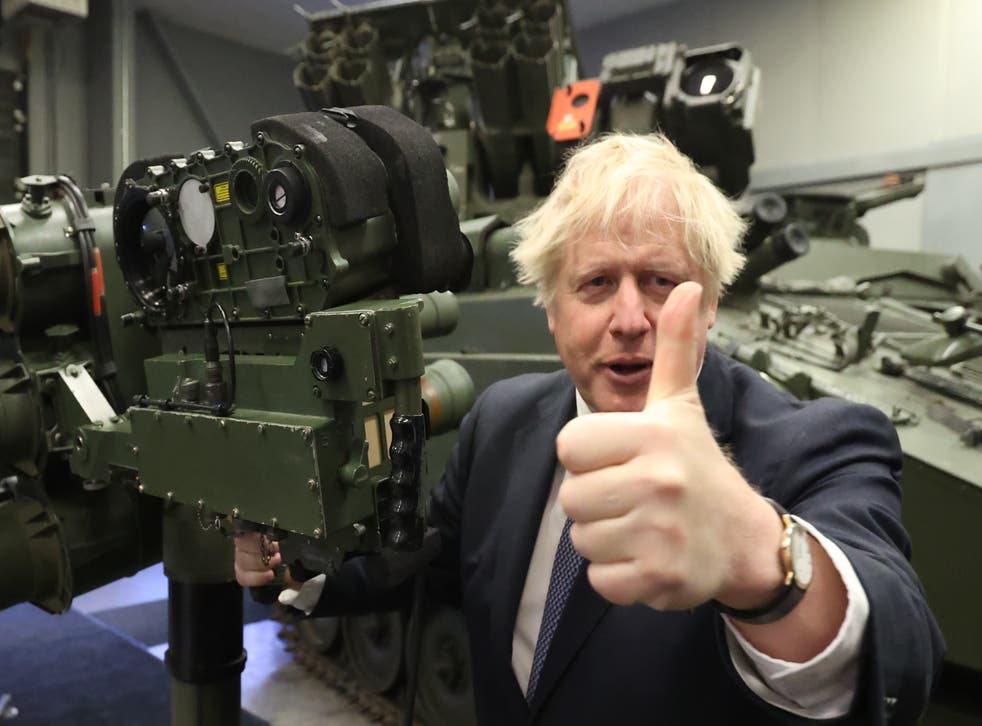 Prime Minister Boris Johnson at Thales (Liam McBurney/PA)