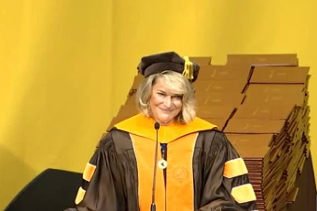 <p>Republican Sen. Cynthia Lummis, 67, of Wyoming, drew boos from the crowd when she referred at the University of Wyoming commencement speech to a ‘fundamental scientific truth’ of ‘two sexes'</p>