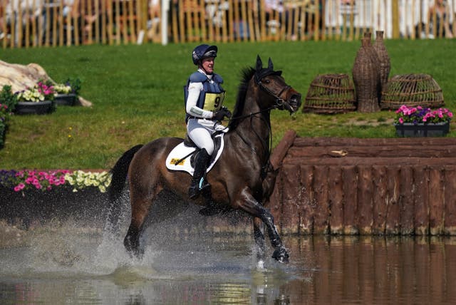 Nicola Wilson competes on JL Dublin during the Cross Country on day four of the Badminton Horse Trials (Steve Parsons/PA)
