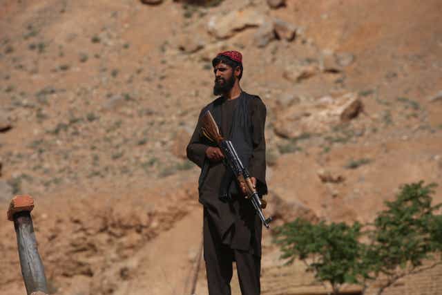<p>File photo: Taliban forces stand guard at the entrances and exits of the Bamyan province in Afghanistan</p>