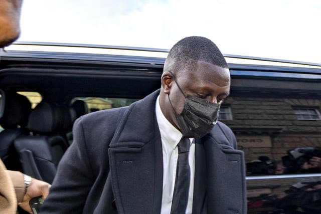 Manchester City footballer Benjamin Mendy outside Chester Crown Court in February (PA)
