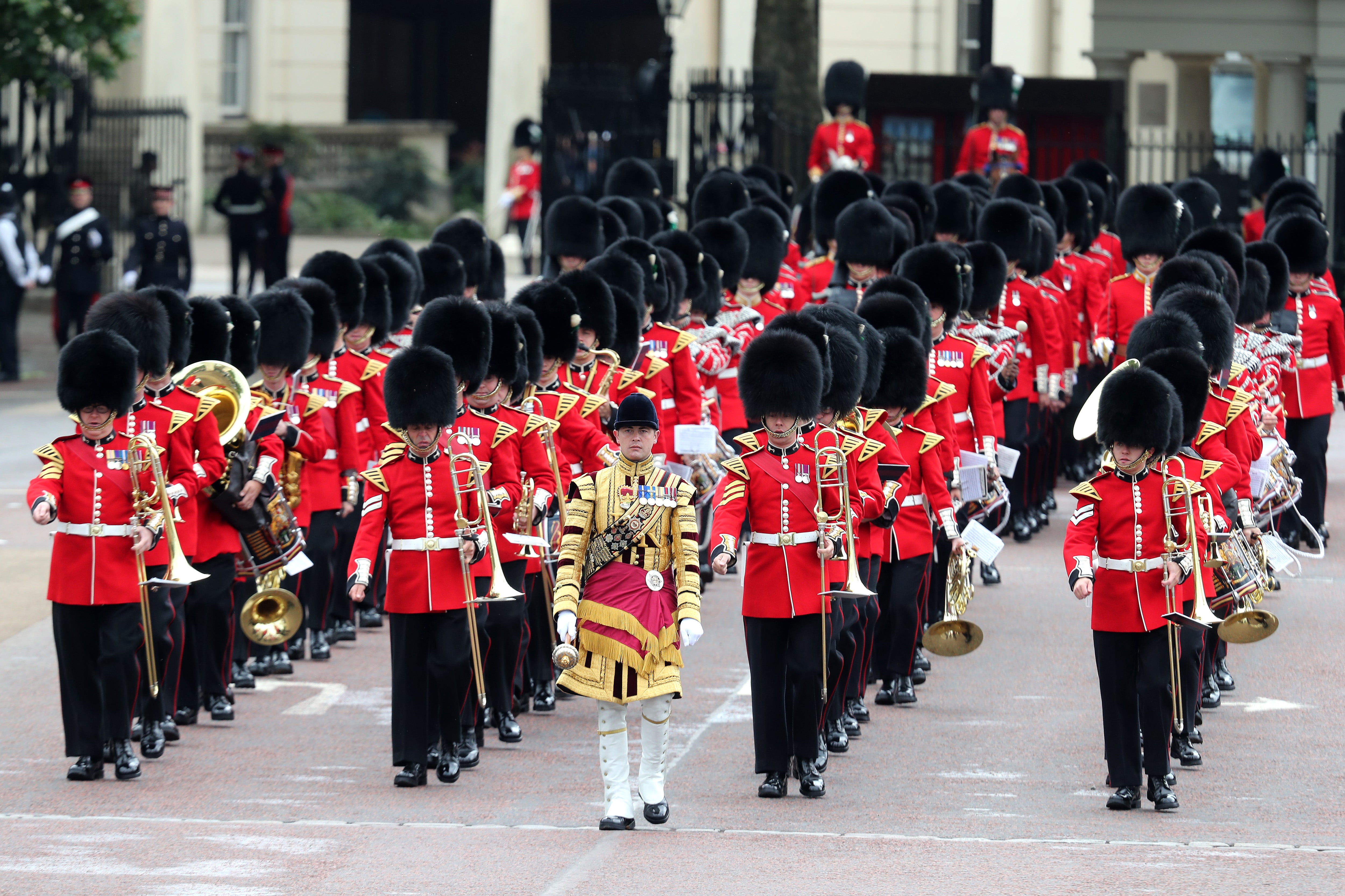 Members of the Welsh Guards march during the Trooping the Colour parade in June 2019
