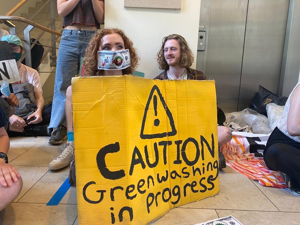 <p>Cambridge University students occupy the BP Institute at Cambridge University. </p>