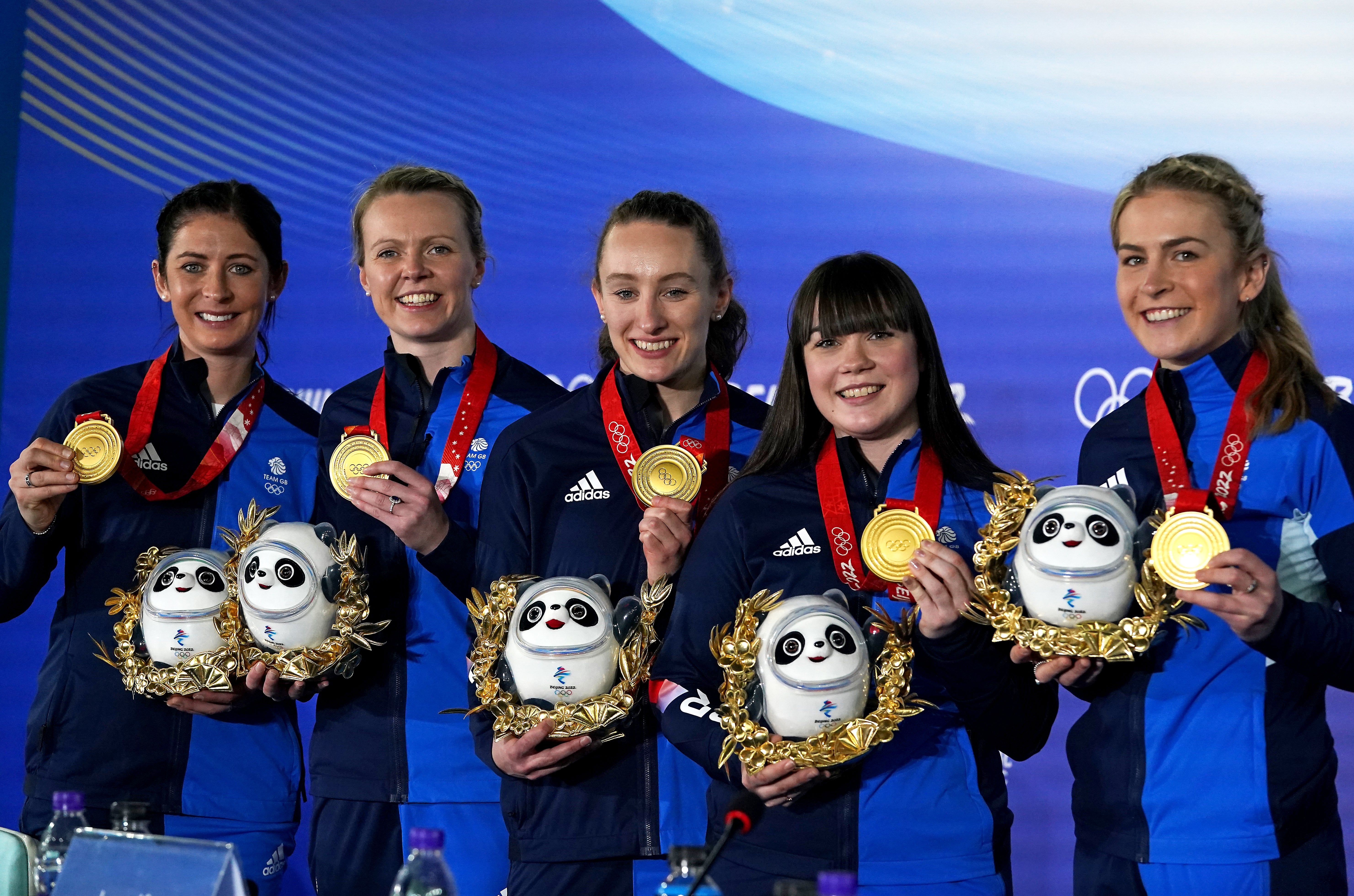 Curler Vicky Wright (second left) who struck gold in the Beijing Winter Olympics, has announced she is retiring from the sport full-time (Andrew Milligan/PA)