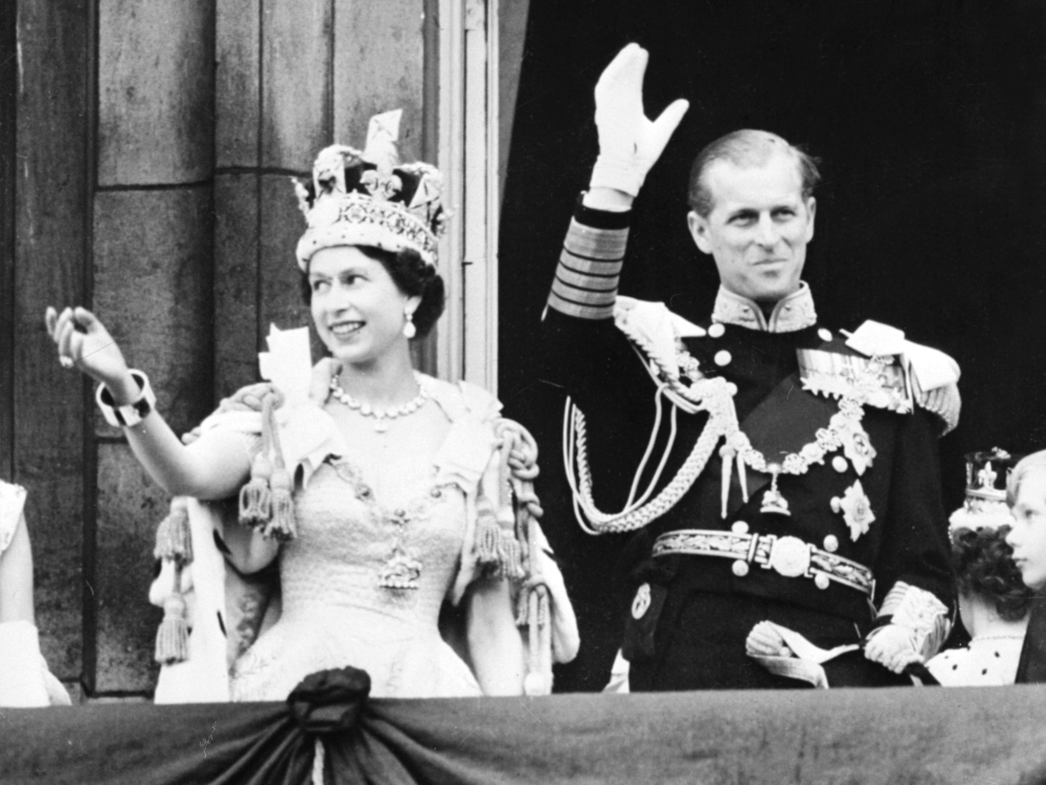Queen Elizabeth II accompanied by Prince Philip on the day of her coronation in 1953