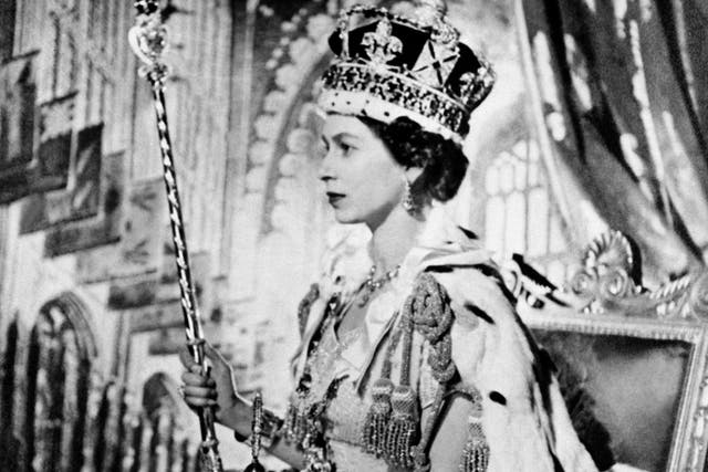 <p>Queen Elizabeth II on her coronation day in 1953</p>