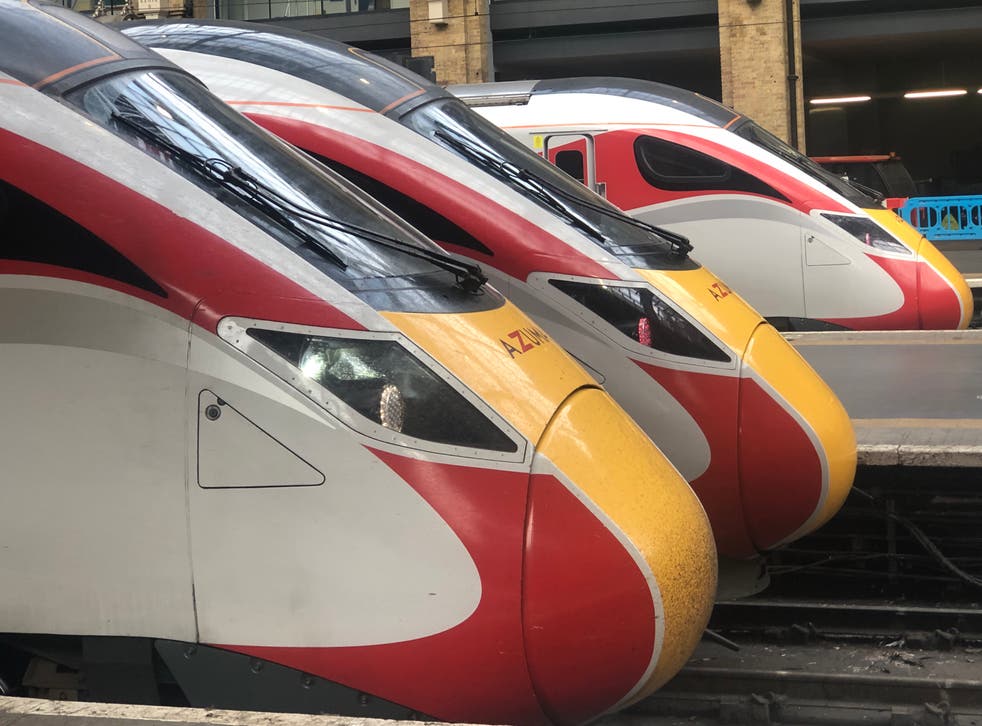 <p>Split the difference: LNER Azuma trains at London King’s Cross</p>